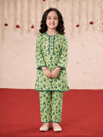 Girls Printed Cotton 2 Piece Suit – Soft Cotton Casual Wear for Kids